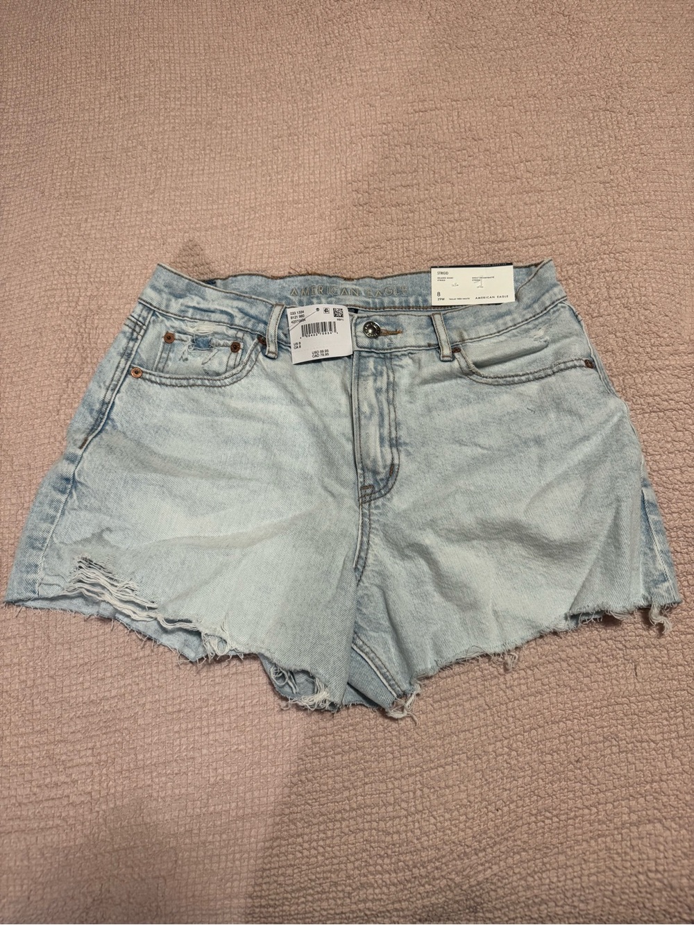 American Eagle Outfitters Light Blue Distressed Denim Shorts